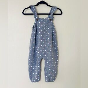 Heart-Print Fleece Overalls for Baby 18-24 months